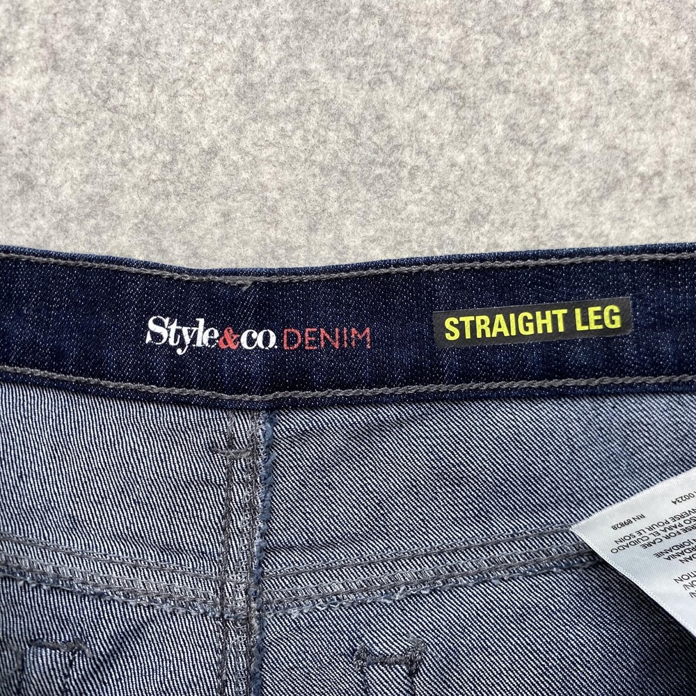 Style&co Womens 10P Jeans (30x27) Petite Blue Dark Wash Straight Leg Denim - Picture 5 of 13